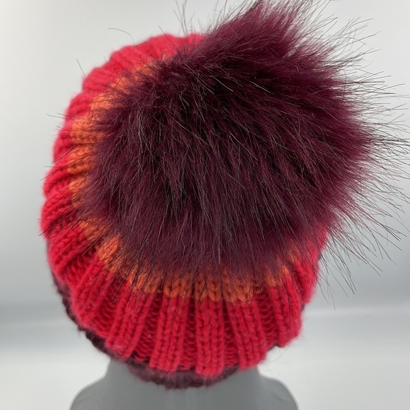 Bordeaux Multi Color Knit Hat Pom on Top - Picture 5 of 8